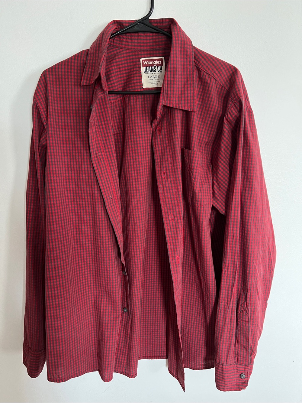Wrangler Red and Black Check Button-Down Shirt